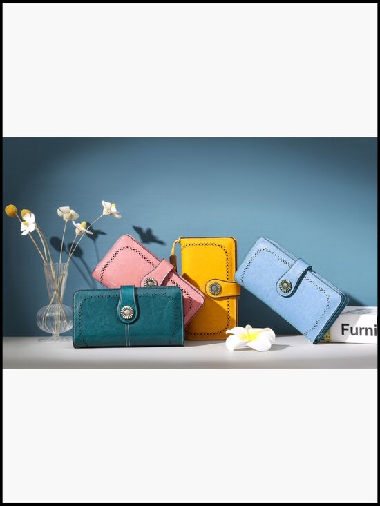 GOIACII Women Leather RFID Blocking Large Capacity Wristlet Wallet with 24 Card Slots